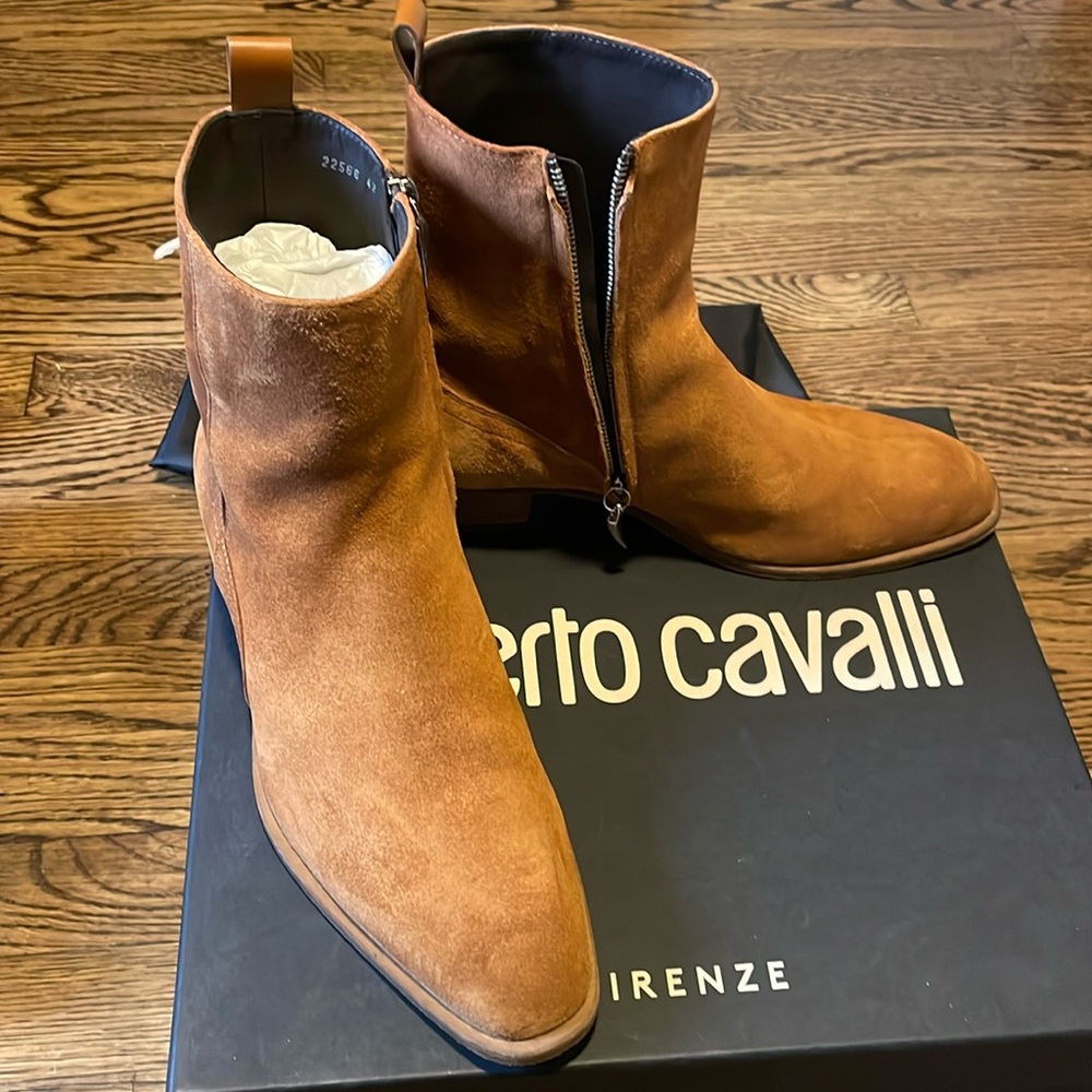 Roberto cavalli men’s chelsea boot brown suede size 42 eu